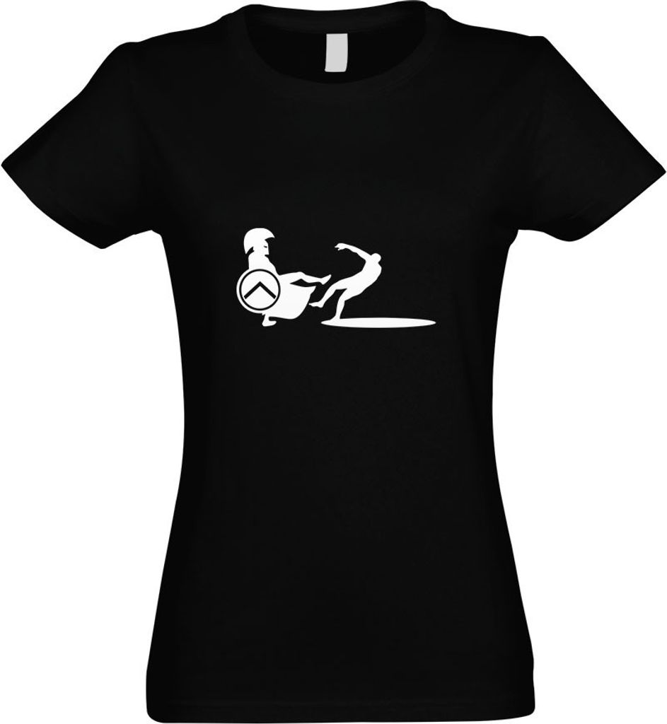 Kiwistar - T-Shirt tailliert - Damen - schwarz - Spartaner Sparta Kämpfer II - mit Motiv Bedruckt - Funshirt Design - Sport - Freizeit - Damen - M
