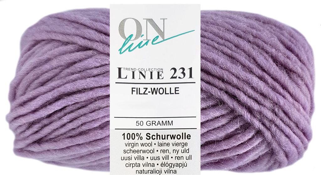 50 Gramm ONline Linie 231 Filzwolle Uni 0060 Flieder
