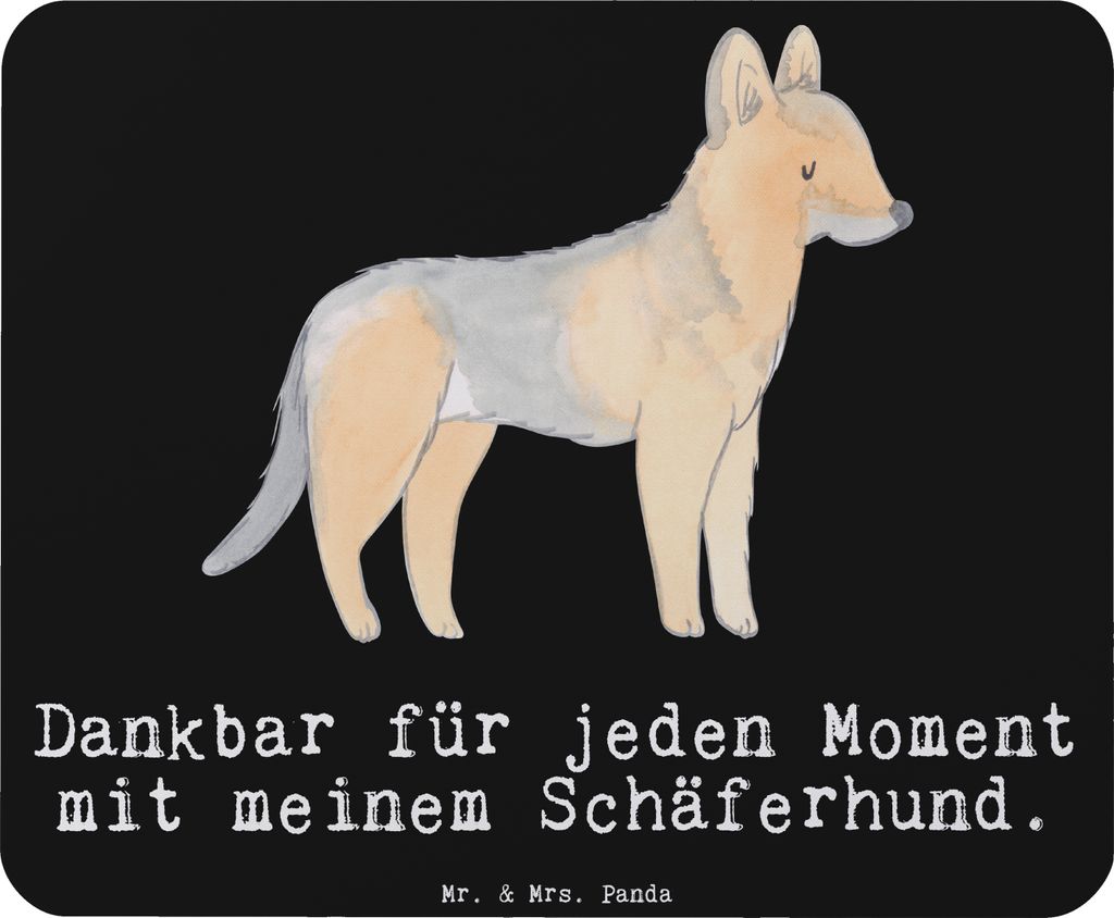 Mr. & Mrs. Panda Mauspad Schäferhund Moment - Schwarz - Geschenk, Mouse Pad, mousematte, laptop, Deutscher, pc mousepad
