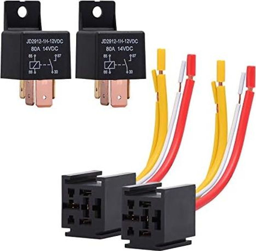 EHDIS 2 Stück 80 APM 4 Pin Relais - Car Truck Motor Heavy Duty 80A 12V SPST Mit Steckdose KFZ Fahrzeug Motor Umschalt Relais Mit Drähte