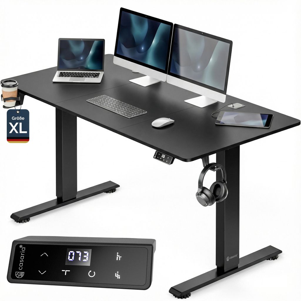 CASARIA® Bureau électrique réglable en hauteur noir 160 x Image du produit 
