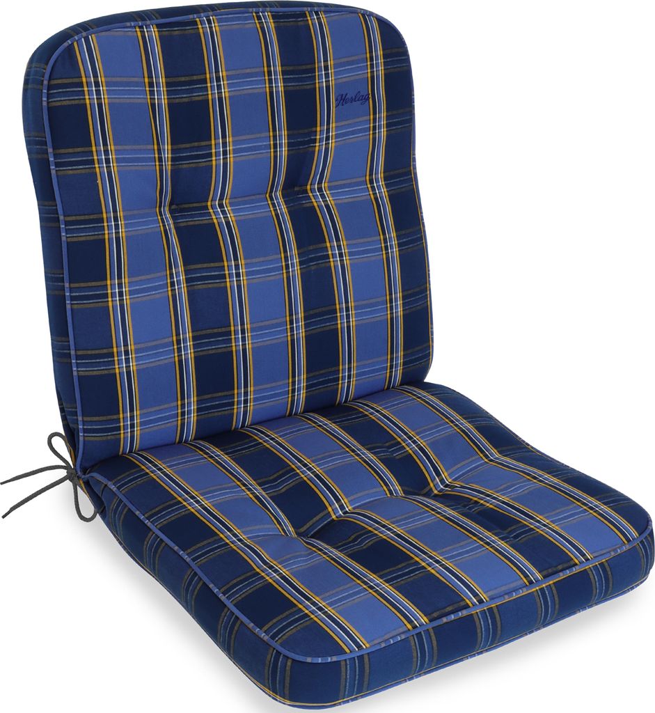 Herlag Niedriglehner Gartenstuhlauflage Tilly 100x50x7cm Blau-Kariert Fleckschutz extra weich