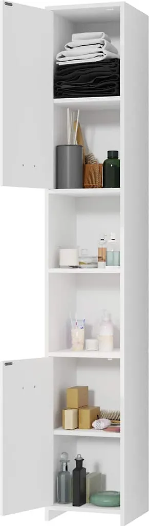 Mobiletto Bagno Alto CASARIA 180x30x30 | Arredo Bagno Salvaspazio Bianco - 8