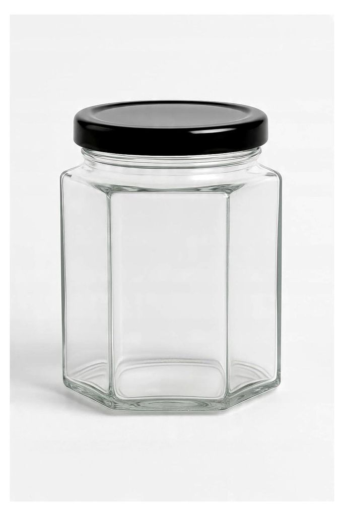 Sechskantglas Einmachgläser 280 ml - Glasdose - Vorratsgläser mit schwarzem Deckel (20 Stück)