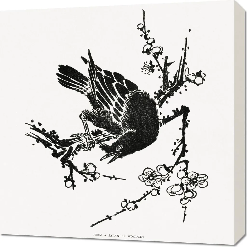 Ambiance zen salon : Tableau Corbe japonaise vintage 60x60 cm mural