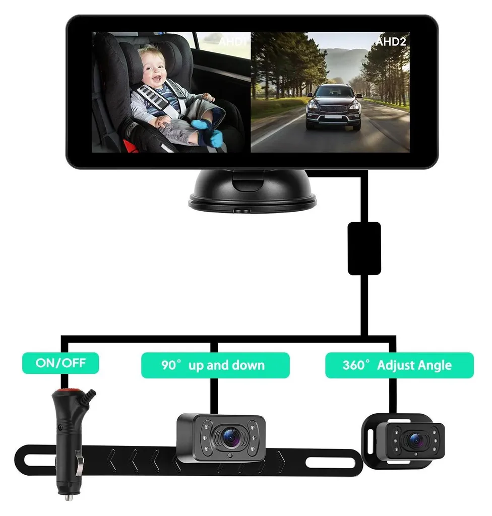 Caméra de recul filaire avec vision nocturne infrarouge et écran IPS auto