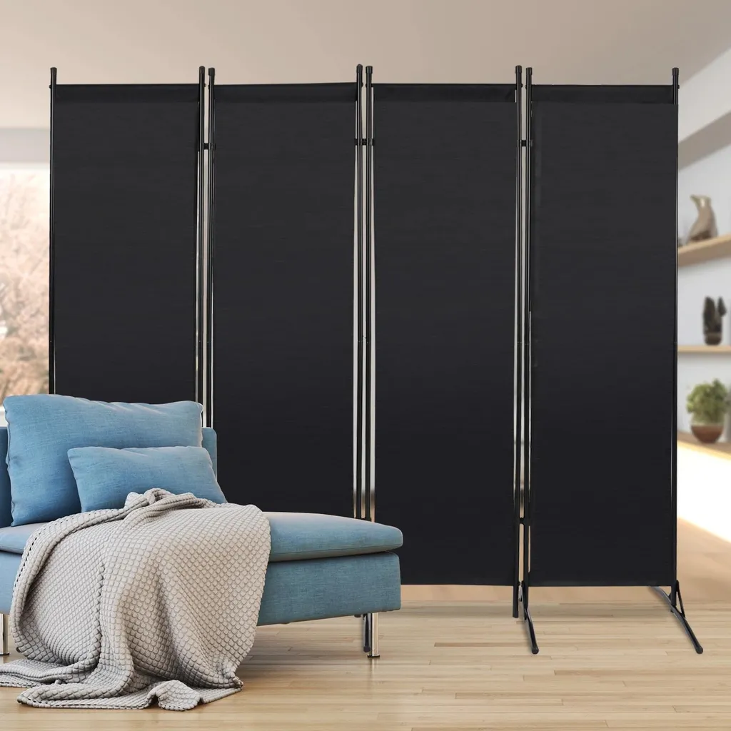 Paravent de bureau pliable gris foncé idéal pour télétravail et salon