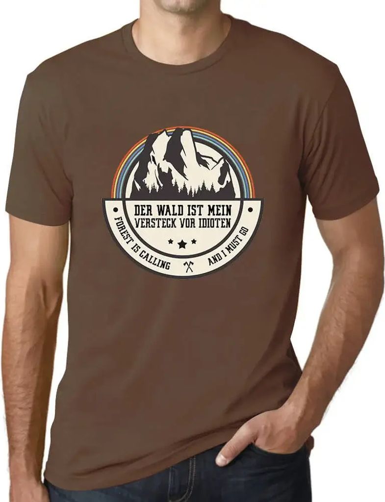 Herren Grafik T-Shirt Der Wald Ist Mein Versteck Vor Idioten Öko-Verantwortlich Vintage Jahrgang Kurzarm Lustige Druck Geburtstag Geschenk Mann