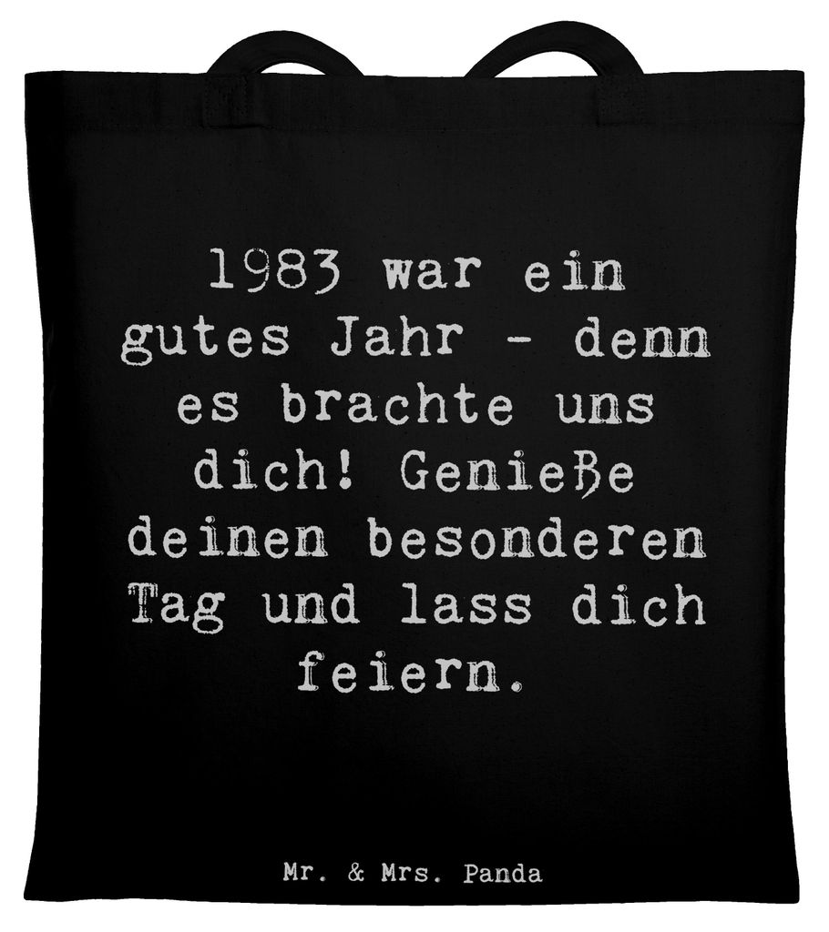 Mr. & Mrs. Panda Einkaufstasche Spruch 1983 Geburtstag - Schwarz - Geschenk, Geburtstagsgeschenk, Laptoptasche, umhängebeutel, Beutel, brachte uns...