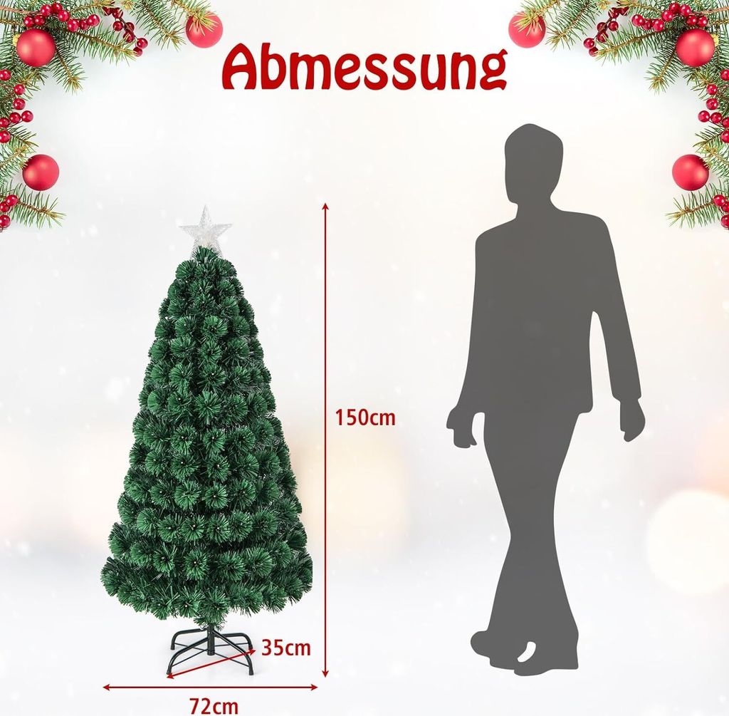 COSTWAY 150 cm Knstlicher Weihnachtsbaum mit Beleuchtung,