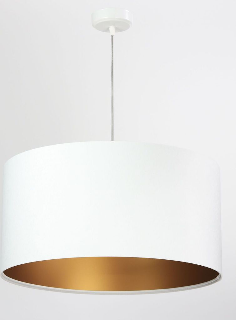 Hängelampe Stoff in Velours Optik Creme Gold Ø50cm E27 Hängeleuchte Wohnzimmer Schlafzimmer ROSIE