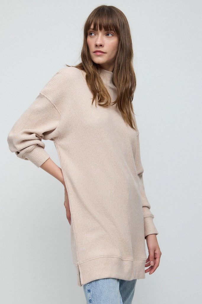Rollkragenbluse, Beige, M