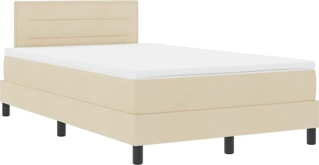 vidaXL Boxspringbett mit Matratze mit LED Creme 120 x 200 cm Stoff