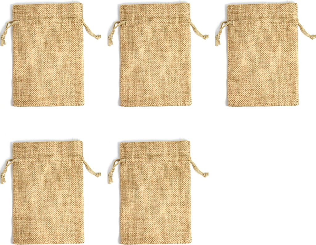 5 Stück Leinen-Geschenk-Beutel mit Kordelzug, Reisepaket, Kosmetik-Münzaufbewahrung, Geldbörse
