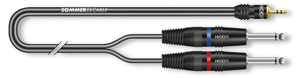 Stereo-Splitkabel SC-Onyx, 1 x 0,25 mm² | Miniklinke / Klinke, HICON | 0,50m | schwarz