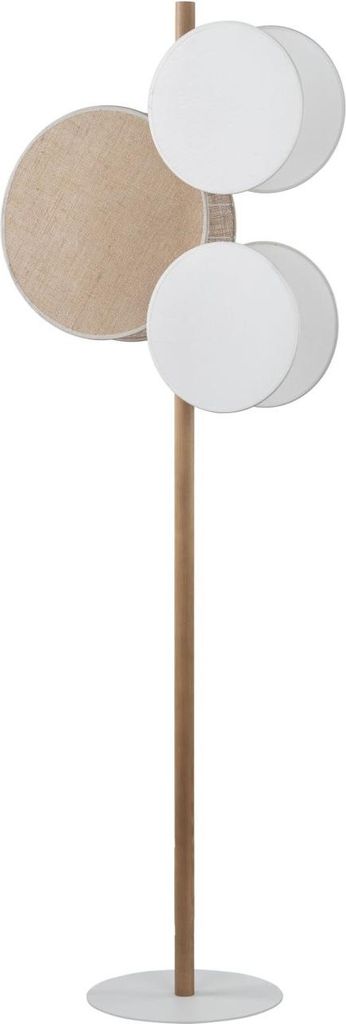 Stehlampe Stoff Metall E27 150 cm hoch Weiß Kiefer 3-flammig Skandinavisch Stehleuchte