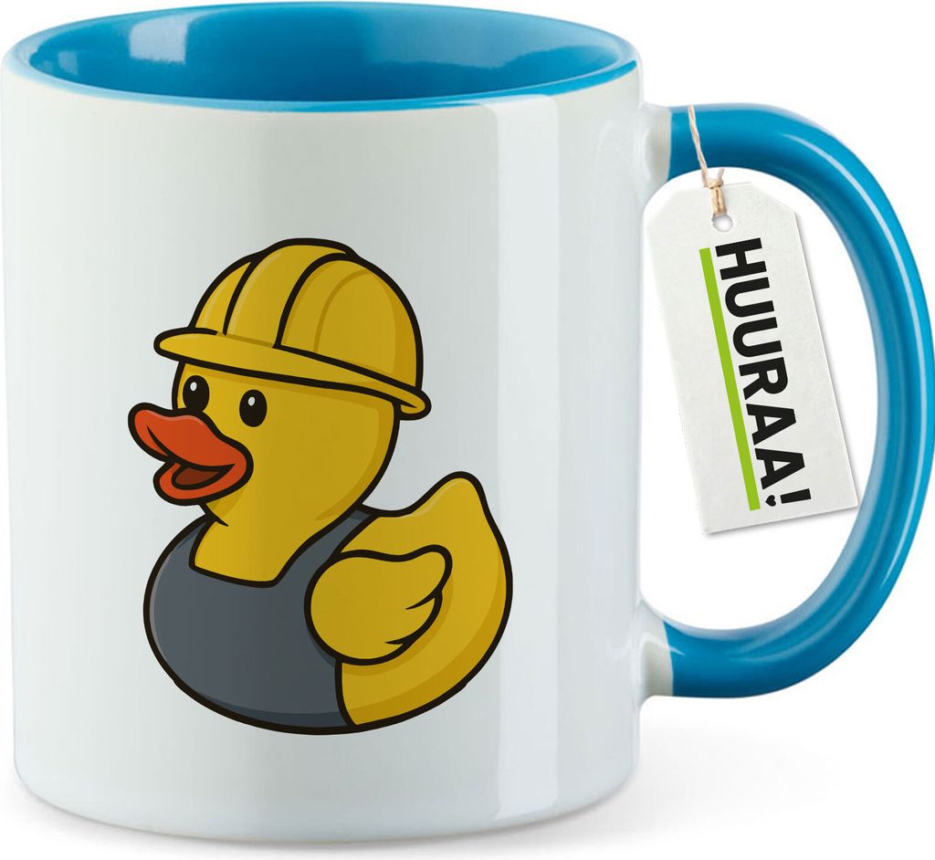 Huuraa Kaffeetasse Quietscheente Industrie Comic Gummiente 330ml Blau Keramik Kaffeebecher Geschenkidee