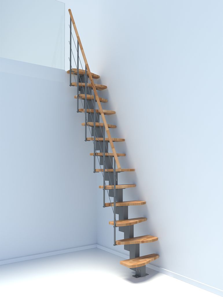 Minka Mittelholmtreppe Quatro 38 - 298cm Geschosshöhe Buche Grau