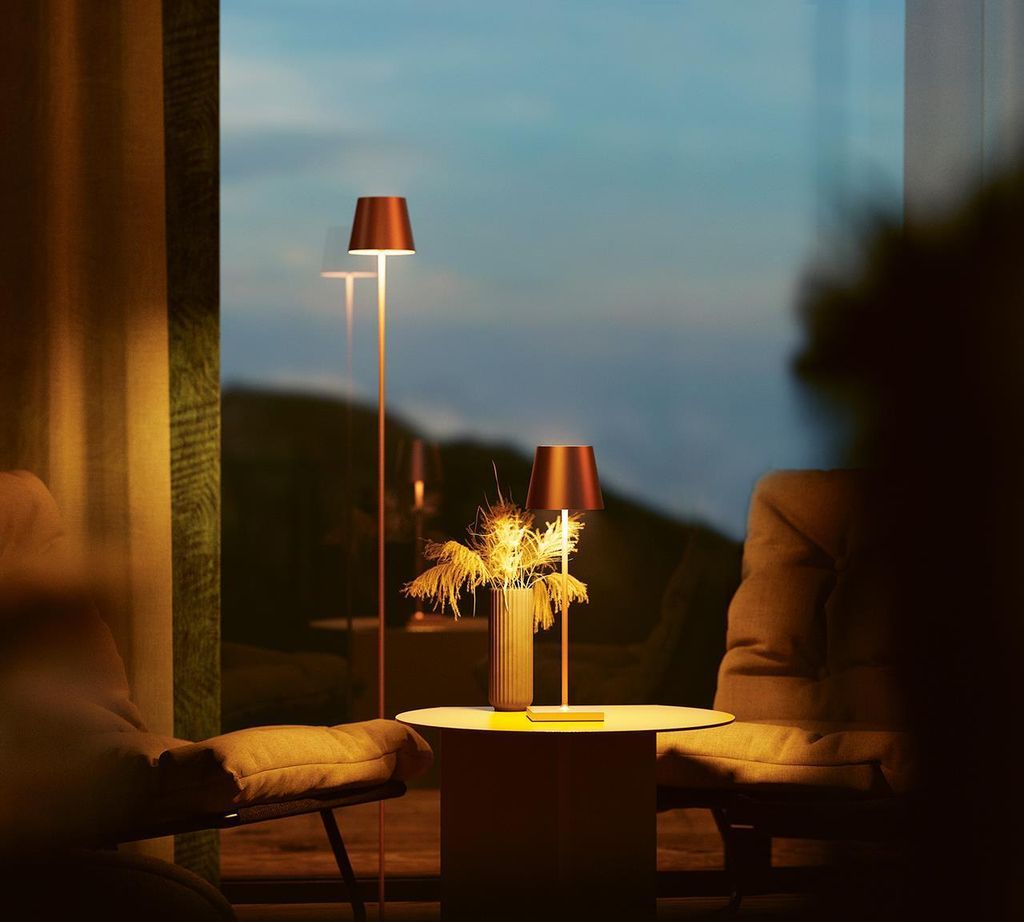 SIGOR Akku-Stehleuchte LED Nuindie 120cm bronzefarben rund 2,2W FlexMood 2200K/2700K IP54 168/197lm Ra8