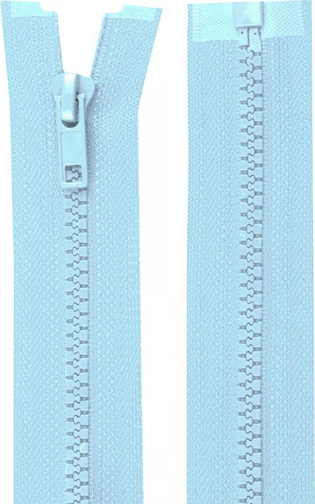 1 Reißverschluss Plastik Kunststoffprofil 5mm 65 cm teilbar, Autolock, Farbwahl,babyblau