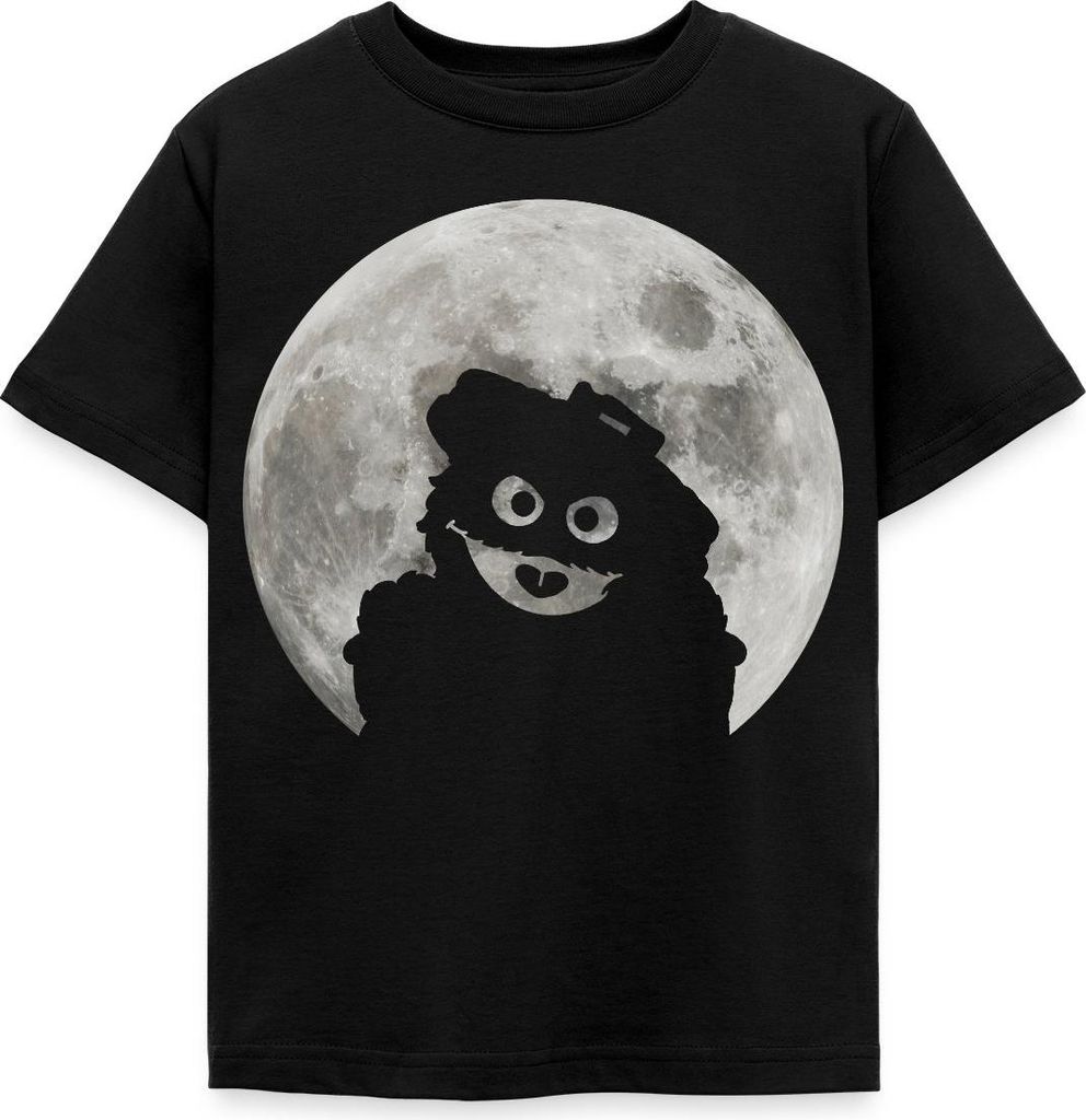 Spreadshirt Sesamstraße Oskar In Einer Vollmondnacht Kinder T-Shirt, 110/116 (5-6 Jahre), Schwarz