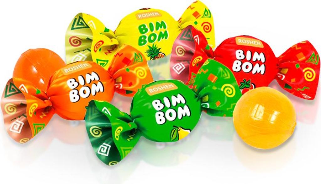 Hartkaramellen Bim-Bom mit Fruchtfüllung Roshen Süßigkeiten Produktbild 