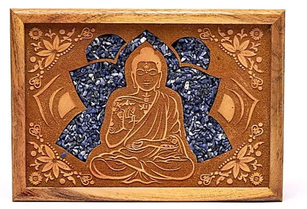 Boîte de Protection Tarot et Bijoux Sodalite Bouddha pour la Méditation - 2