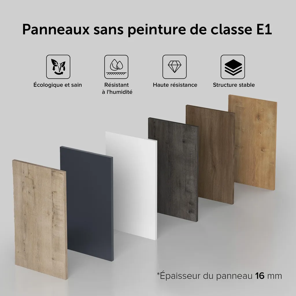 Ensemble Meuble Lave-mains 46cm avec Vasque Solid Surface et Miroir LED