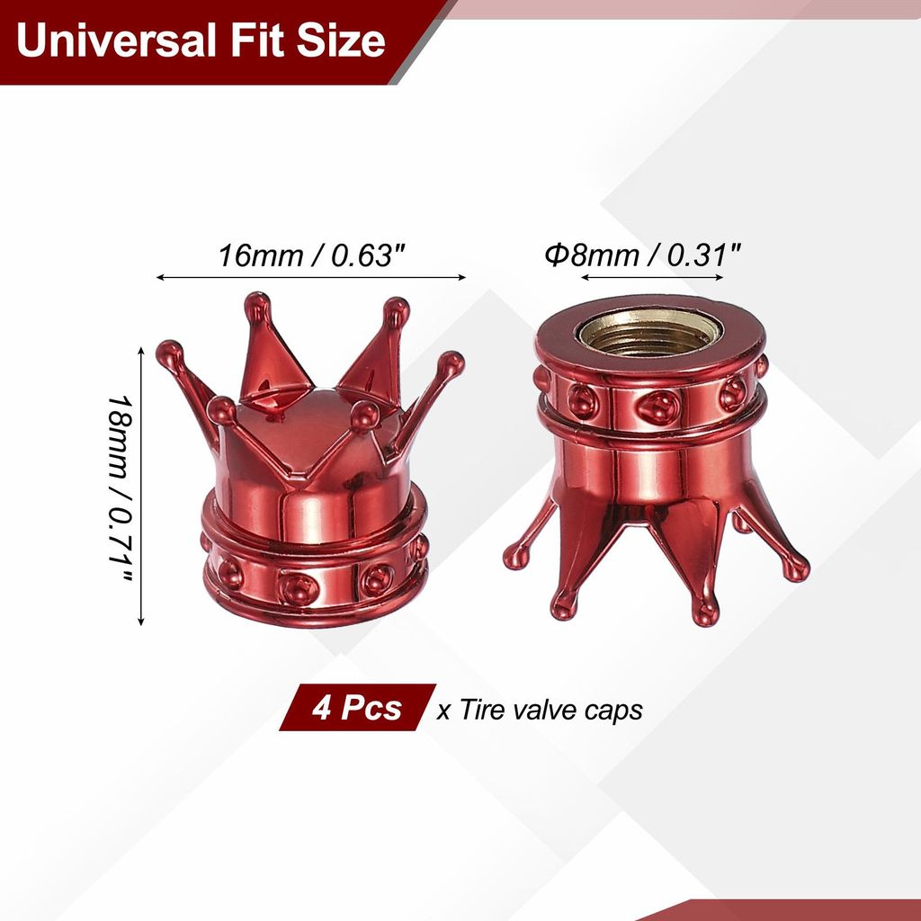 Crown Reifenventilkappen, 4 Stš¹ck Reifenventilkappen Fahrzeug Auto Reifenluftkappen Abdeckungen mit O-Gummi-Ring Universal fš¹r Fahrrad SUV Au...