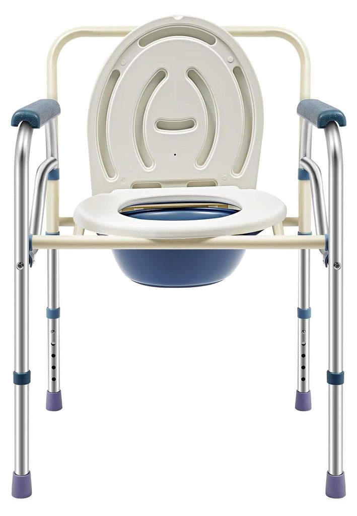 Klappbarer Toilettenstuhl für Senioren bis 150 kg, höhenverstellbarer Nachtstuhl mit Eimer, Toilettenhilfe für Senioren, Menschen mit Behinderun...