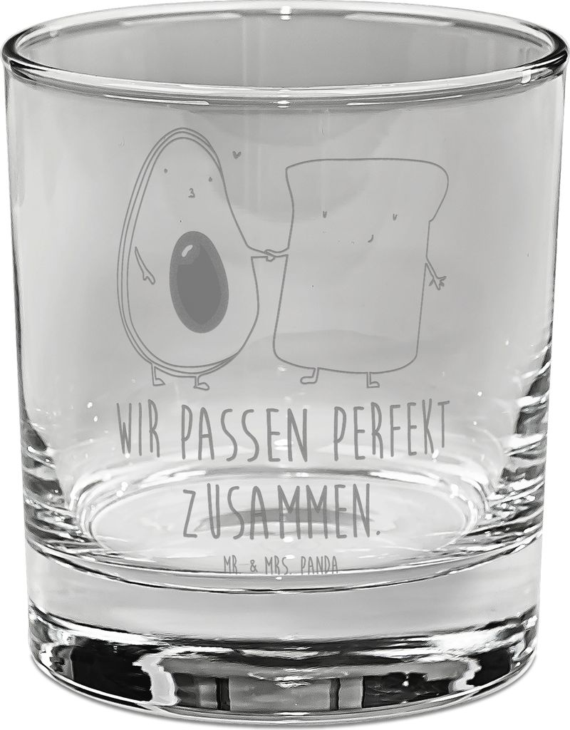 Mr. & Mrs. Panda Glas Avocado Toast - Transparent - Geschenk, Gin, Tumbler, Freundin, Hochzeit, Cocktailglas, Longdrinkglas
