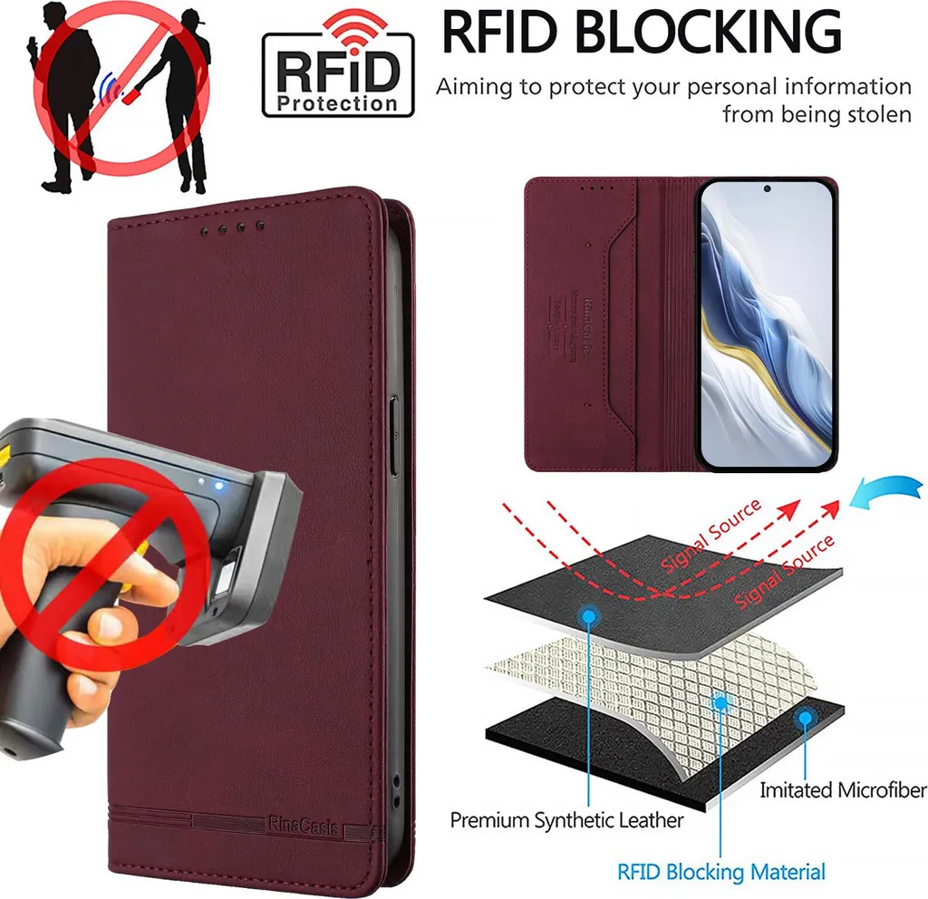 Custodia Rosso Oppo A6 Pro | Cover Chic in Ecopelle con Slot Carte - 6