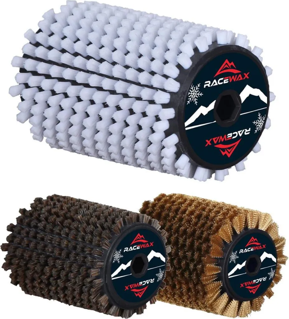 RaceWax Kit Spazzole Rotanti Sci 100mm - Nylon, Crine e Rame