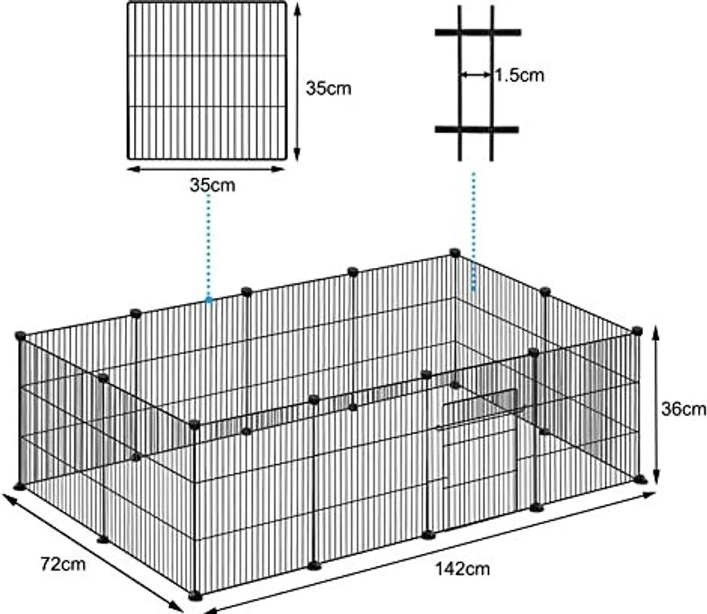 Cage pour cochons d'Inde et lapins - Enclos modulable 12 panneaux