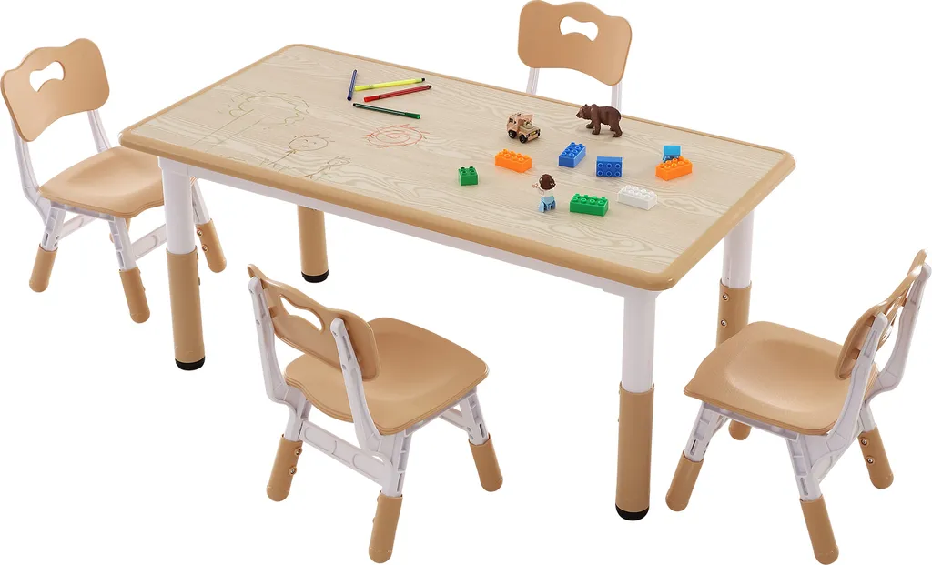 Set de Meubles pour Enfants Table de Jeu et 4 Sièges Hauteur Ajustable