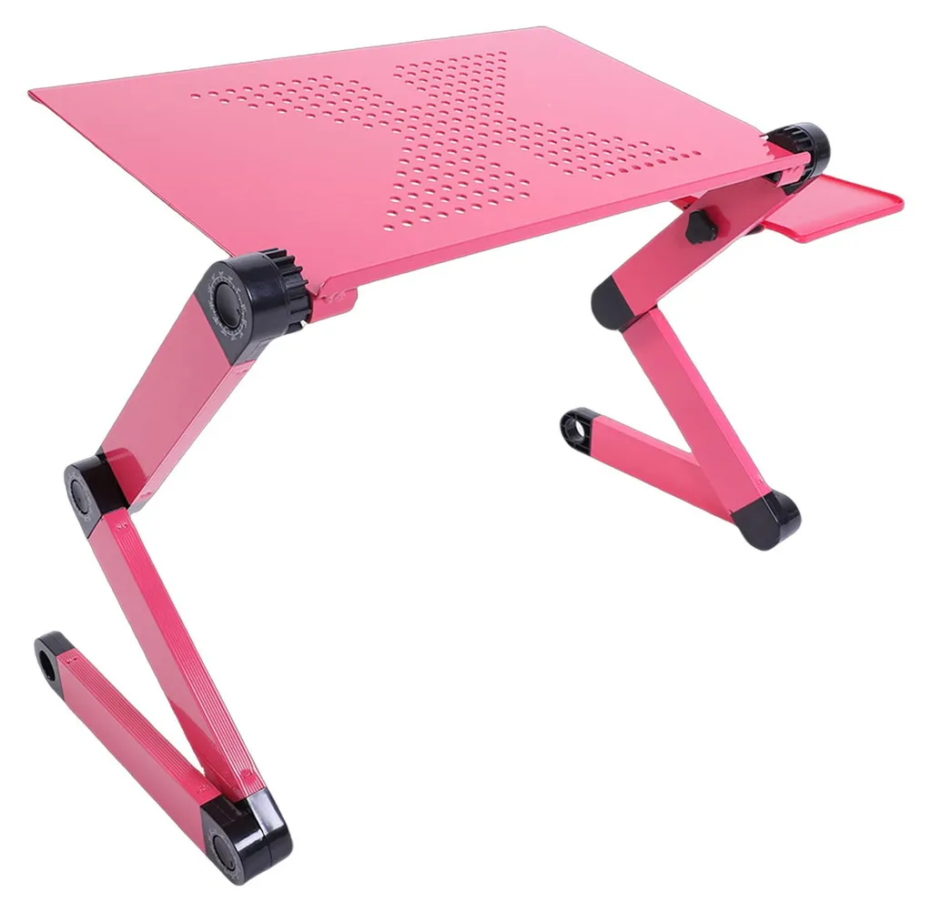Support Ordinateur Portable Pliable avec Ventilateur Rouge Télétravail