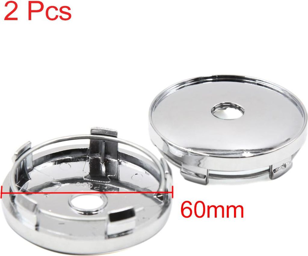 2Stk Universal 60mm Dmr. Chrom Rad Mitte Naben Kappen Schutz für Auto Fahrzeug DE de