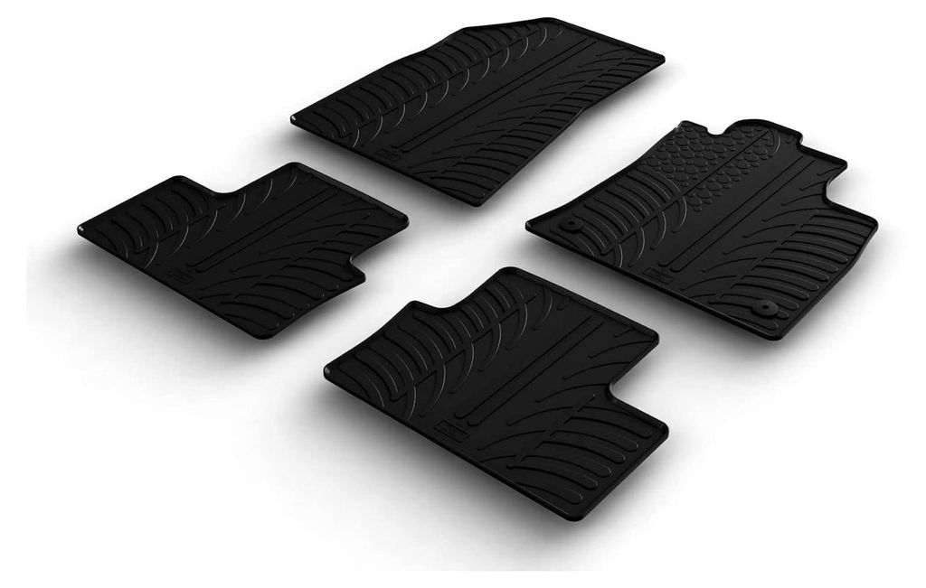 Gummimatten-Set für Renault Clio V HB 9/2019- & Mitsubishi Colt VII 2023- (T-Profil, 4-teilig, inklusive Montage-Clips)