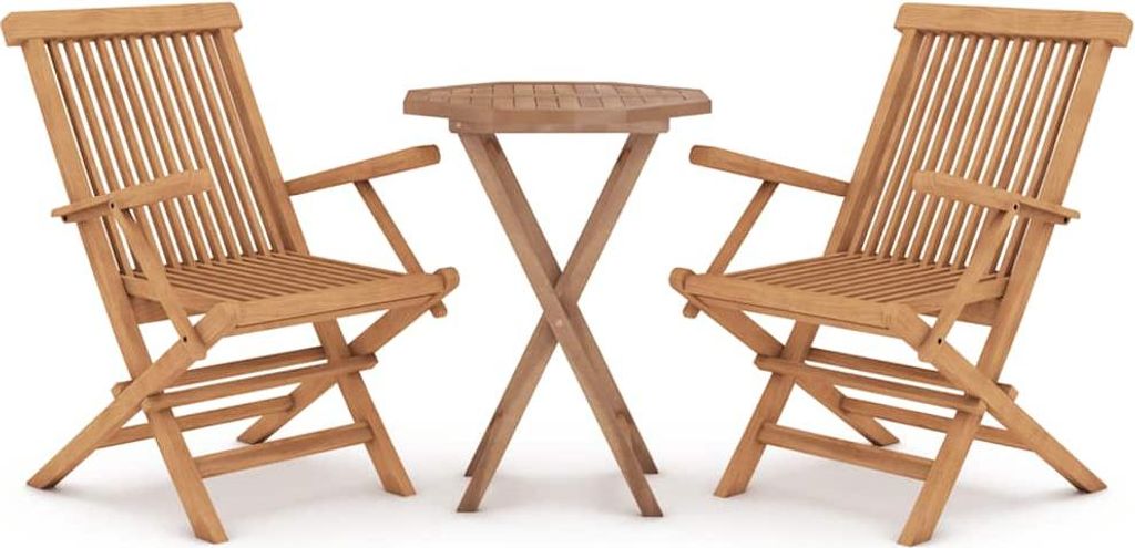 vidaXL 3-tlg. Garten-Essgruppe Massivholz Teak