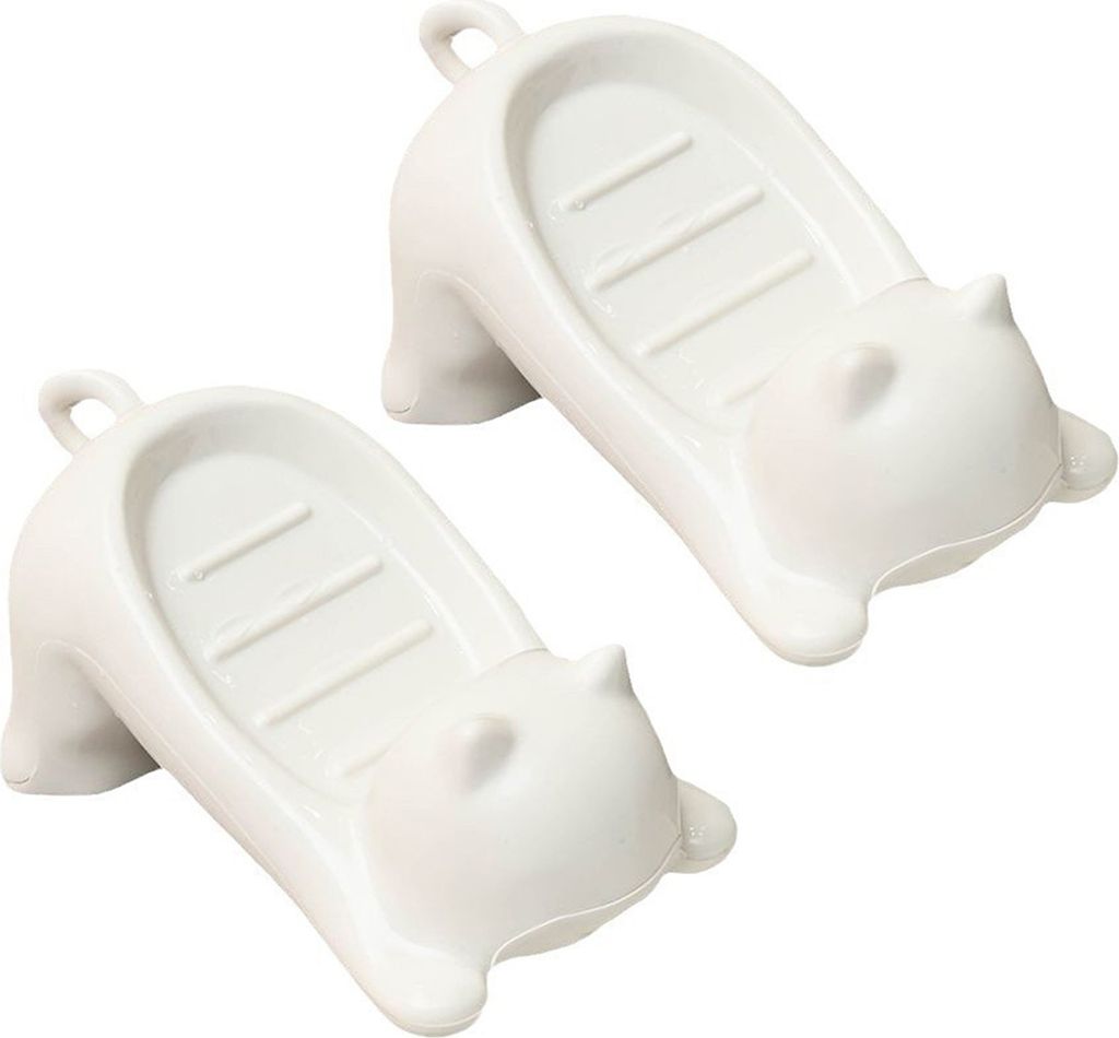 1/2 Stück Badezimmer-Seifenhalter, rutschfestes Design, schnelle Entwässerung, entzückende Katzen-Seifenschale, leicht zu reinigen, Seifensparer