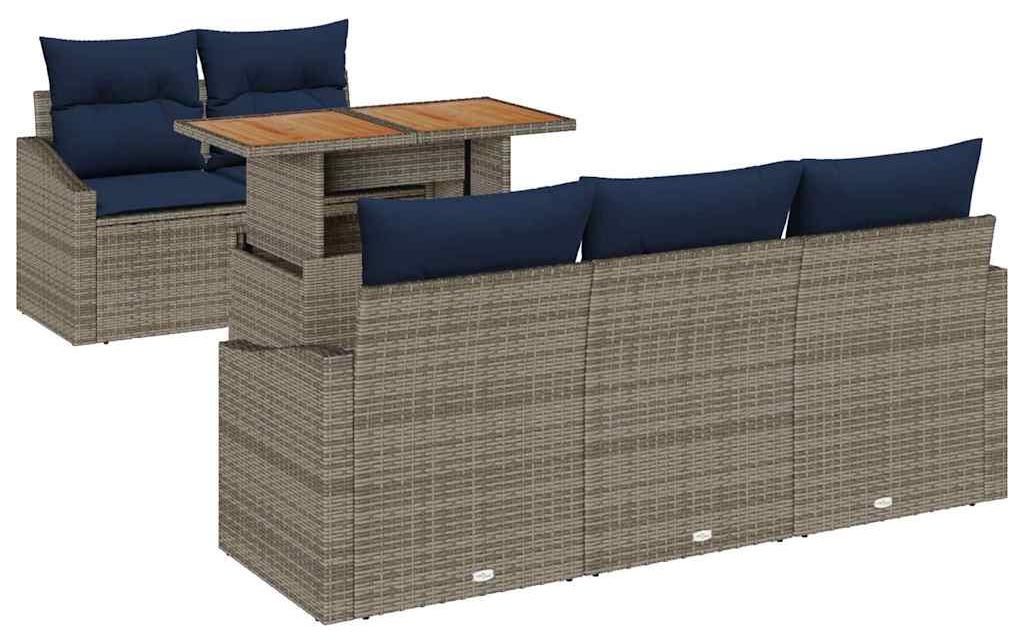 Eleganten-Stil Garten-Sofa-Set 1 PC - Gartenlounge-Set - Sitzgruppe - mit Speicher 6 pcs Grau Poly Rattan - Gartenmöbelgarnituren - Möbel26