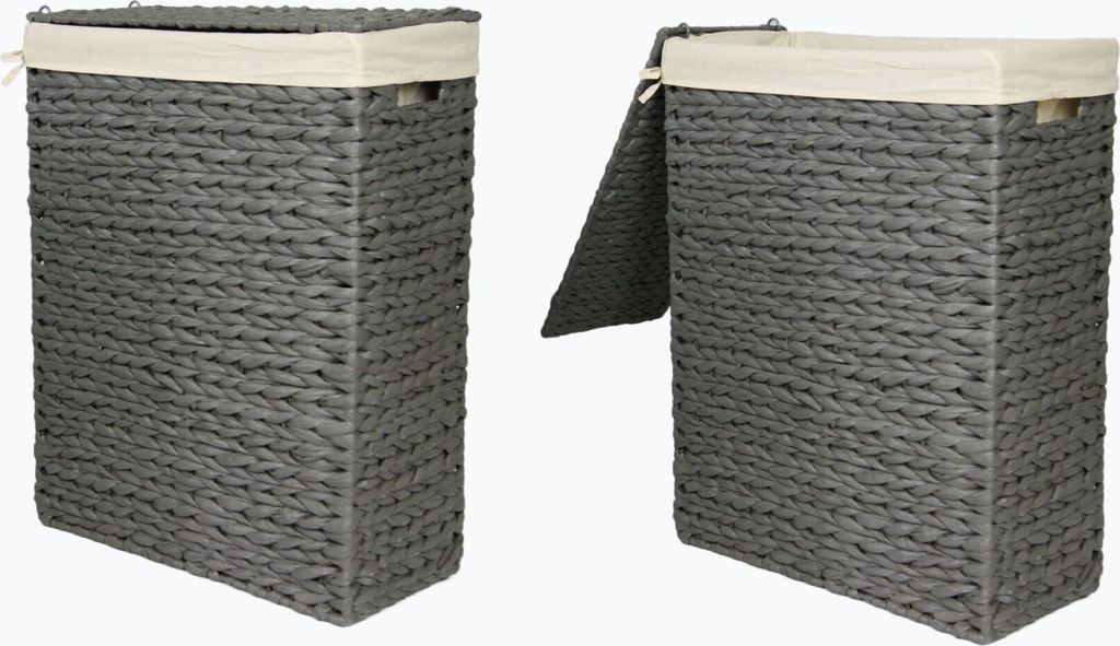 Nischen-Wäschekorb Wäschesammler Wäschebox Wasserhyazinthe grau mit Stoffeinsatz Gr.2