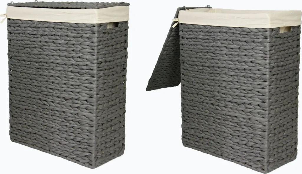 Panier à linge de niche en jacinthe d'eau grise avec insert tissu Taille 2