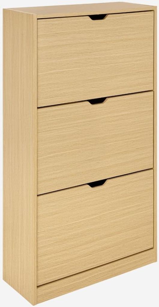 sweeek - Schuhschrank Holzdekor 3 Schubladen - Eichenfarben