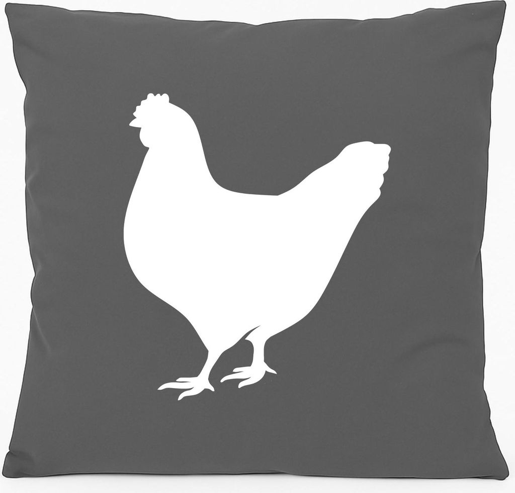 Huuraa Sofakissen Huhn Silhouette Geschenk 40x40cm mit Füllung Steel Grey Baumwolle Huhn Mitbringsel