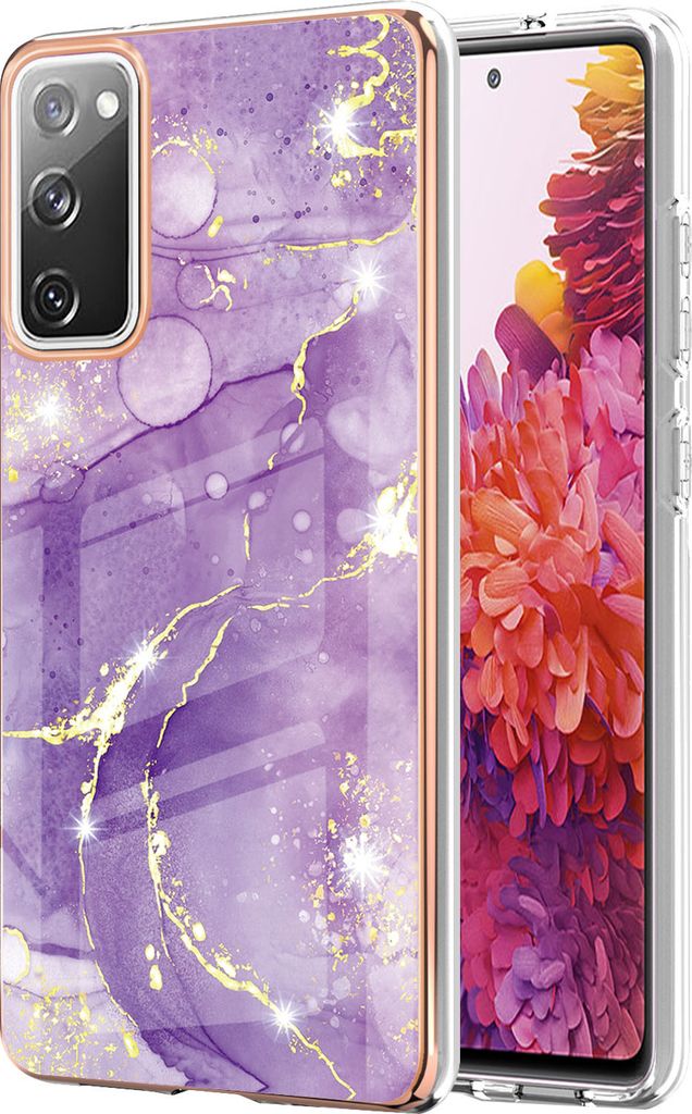 Galaxy S20 FE Hülle, Ultra Dünn Marmor Handyhülle Anti-Shock Soft TPU Bumper Schutzhülle für Samsung Galaxy S20 FE Violett