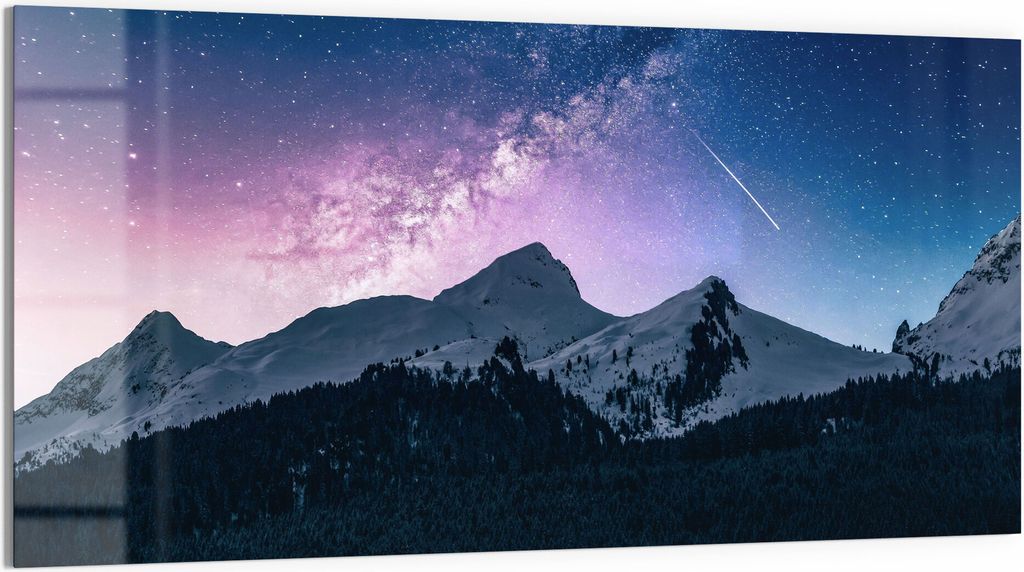 DEQORI Magnettafel Glas 100x50 cm 'Nachthimmel in den Bergen' beschreibbar Whiteboard
