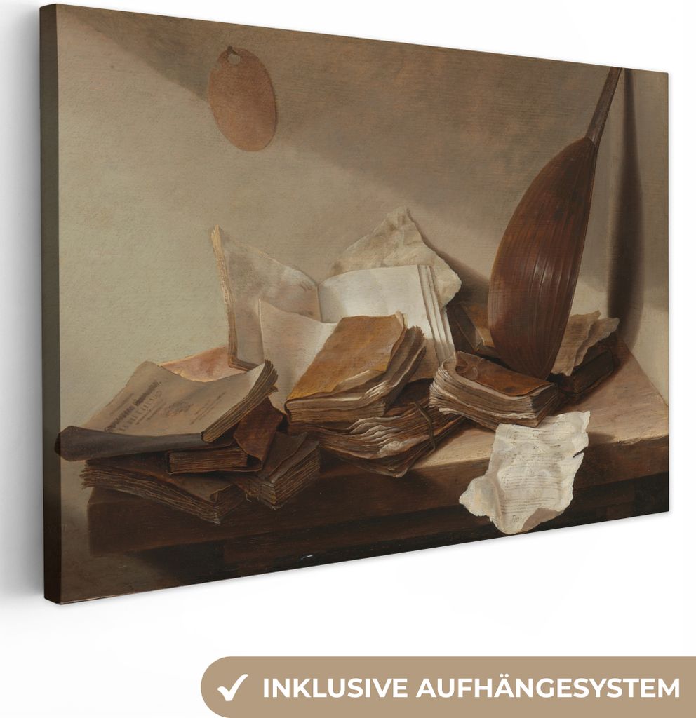 OneMillionCanvasses - Leinwandbilder - 150x100 cm, Stilleben mit Büchern - Gemälde von Jan Davidsz. de Heem, Wandbilder Kunstdruck Wanddekoration
