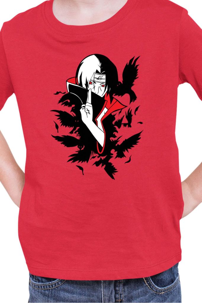 Kinder T-Shirt Naruto Itachi Crows, 12-13 Jahr - 152 / Rot