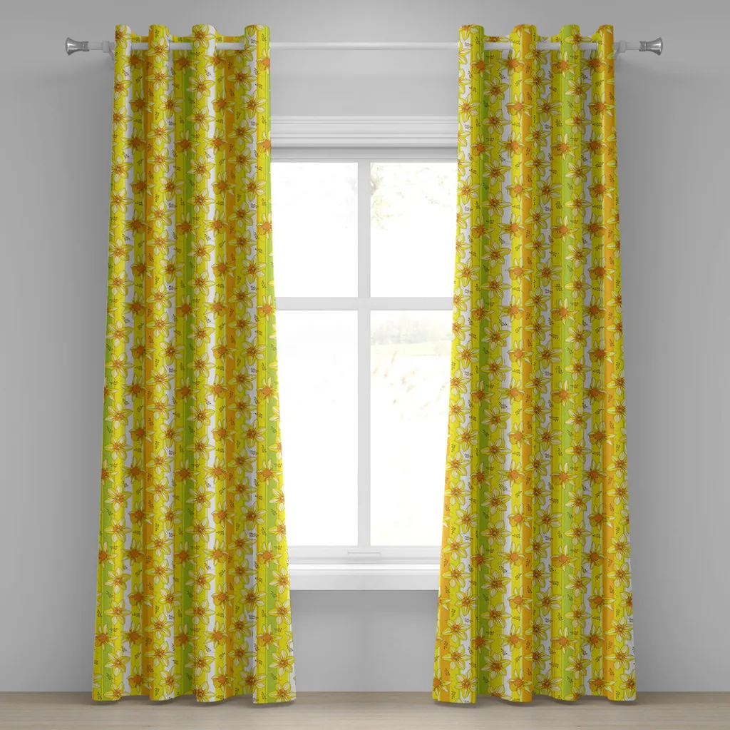 Rideau de salon décoratif jonquilles pour une décoration de fenêtre